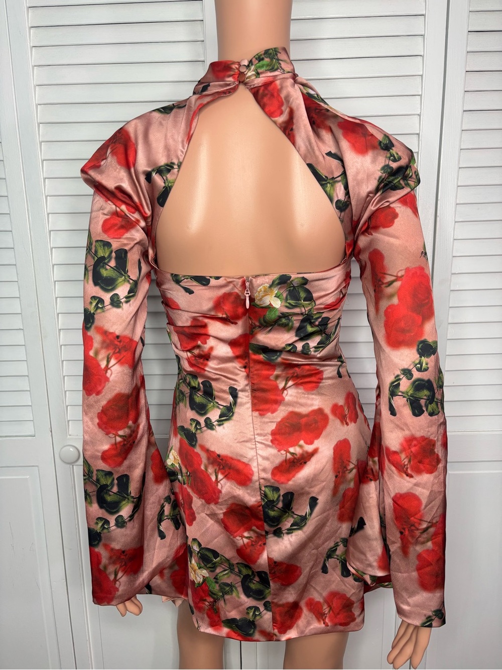 House of CB Toira Rose Print Draped Corset Mini Dress Size Small - Picture 5 of 5